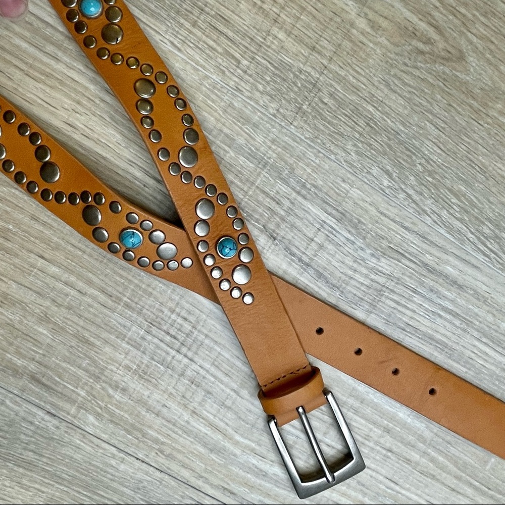 STEVE MADDEN turquoise studded belt, real leather